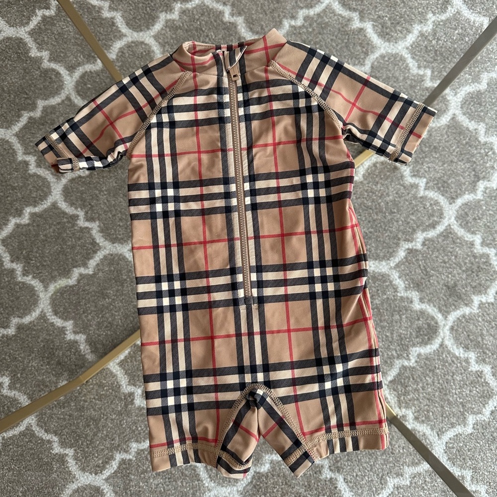 Burberry - Infant's Sebastian Check-Print Rashguard - Size: 12M